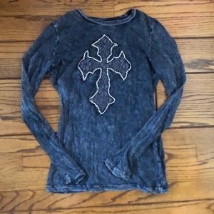 Black Long Sleeve w/ Lace Madonna Cross